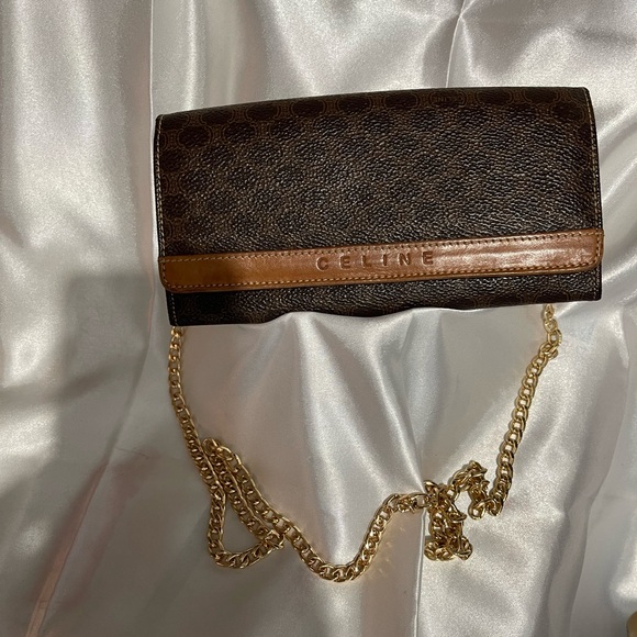 Celine - RARE!! Kisslock Macadam Brown Long Wallet - Picture 3 of 15